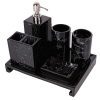 Resin Black Marble Design Bathroom Vanity Accessories Set of 6