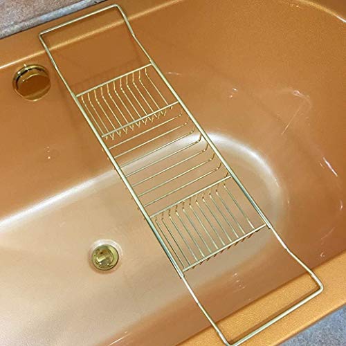 XGG Bath Caddy Tray Extendable Bathtub Rack Organiser Table Gold
