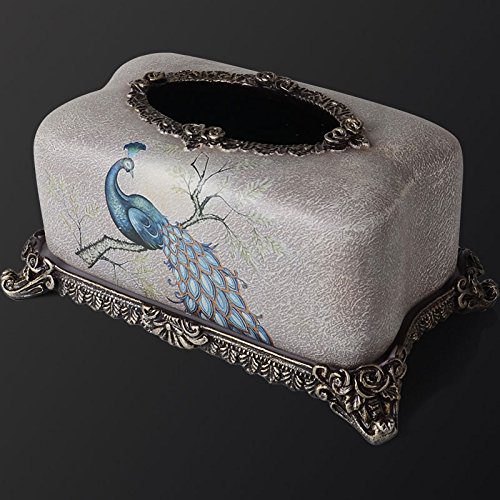 Tissue Box European Creative Type Living Room Home Peacock Printing Tray Paper