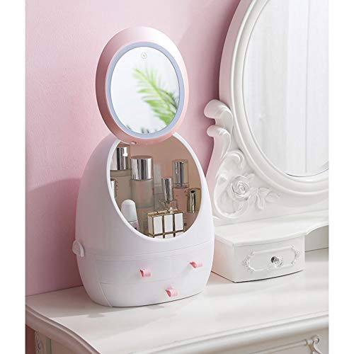 MANO Rotating Makeup Organizer with LED Mirror Dust-proof Detachable