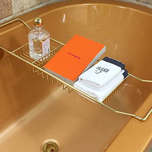 XGG Bath Caddy Tray Extendable Bathtub Rack Organiser Table Gold