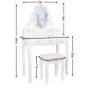 Vanity Set Oval Mirror Surrounds 10 Small Light Bulb and Cushioned Stool