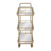Kate and Laurel Ketia Metal 3 Tiered Mirror Tray Bar Cart