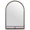Stone & Beam Modern Round Arc Iron Hanging Wall Mirror With Shelf