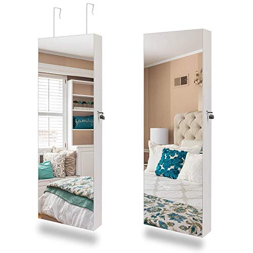 Bonnlo 48" x 15" All Screen Jewelry Armoire Cabinet,Full Length Mirror Display