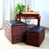 Eshow Ottoman Rattan Ottoman with Storage Hassocks and Ottomans Foot Rest