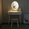 Makeup Vanity Table Set with Touch Screen Adjustable Lighted Mirror