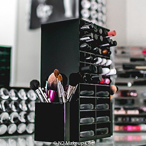 Spinning Acrylic Makeup Organizer Carousel - Holds 72 Lipstick Holder Slots