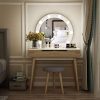 Tribesigns Vanity Set with Round Lighted Mirror, Wood Makeup Vanity Dressing