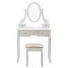 HONBAY Makeup Vanity Table Set, Cushioned Stool and Surprise Gift