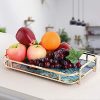 HANGOOD Decorative Tray Metal Tray with Handles Rectangular Vanity
