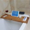 AJZGF Workspace Organizer Solid Wood Bathtub Tray, Reading Rack