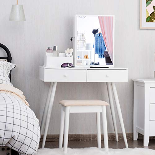 Giantex Makeup Vanity Set with Lockable Jewelry Cabinet and Mirror