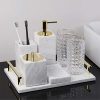 Marble Bathroom Accessory Set of 7 Piece | Soap Dispenser,Toothbrush Holder