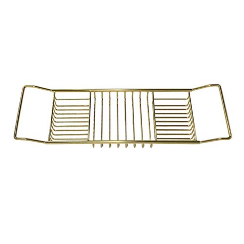 XGG Bath Caddy Tray Extendable Bathtub Rack Organiser Table Gold