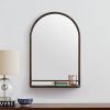 Stone & Beam Modern Round Arc Iron Hanging Wall Mirror With Shelf