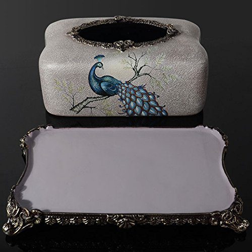 Tissue Box European Creative Type Living Room Home Peacock Printing Tray Paper