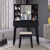 Elegant Vanity Table Set with Movable Mirror, Cushioned Stool, and Removable Jewelry Box for Stylish Organization