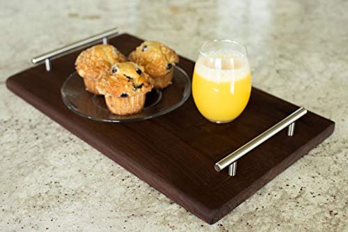 Solid Walnut Serving Tray with Beautiful Handles and No Sides