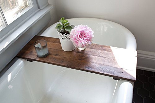 Rustic Bathtub Tray Walnut Bath Tub Caddy Farmhouse Decor Handmade