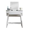 Vlush Vanity Makeup Table with Flip Top Mirror Solid Rubber Wood Dressing Table
