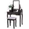 BEWISHOME Vanity Table Set with Mirror & Cushioned Stool Dressing Table