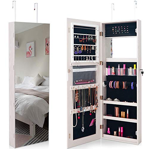 Giantex Jewelry Armoire Wall Door Mounted, Lockable Jewelry Cabinet
