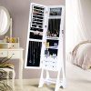 Vertical Jewelry Cabinet with Frameless Full-Length Mirror – Lockable, Adjustable & LED Lighted Jewelry Organizer