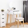 Giantex Vanity Table Set with Height Adjustable Round Mirror