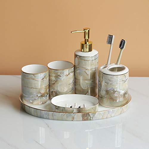 GXFC Ceramic Toothbrush Cup,Soap Dish,Liquid Soap or Lotion Dispenser
