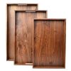 3 Set Wooden Tray Ottoman Tray With Handles FSC Natural Handmade Black
