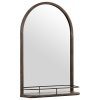 Stone & Beam Modern Round Arc Iron Hanging Wall Mirror With Shelf