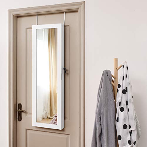 Giantex 12 LEDs Jewelry Cabinet Wall Mounted, Lockable Jewelry Armoire