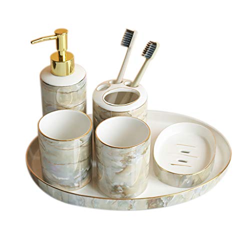 GXFC Ceramic Toothbrush Cup,Soap Dish,Liquid Soap or Lotion Dispenser