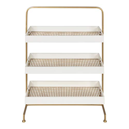 Kate and Laurel Hanne 3 Tray Free Standing Shelf, White Wood