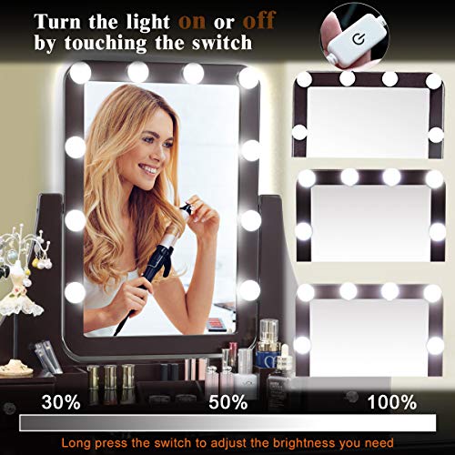 CHARMAID Vanity Set with Lighted Mirror, 10 Dimmable Light Bulbs Vanity Dressing