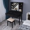 Vanity Set with Moving Mirror & Cushioned Stool Dressing Table Vanity