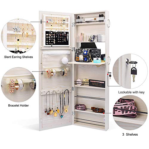Titan Mall Jewelry Cabinet Wall Door Jewelry Organizer Mounted Lockable