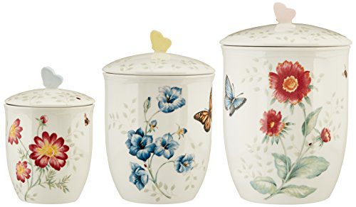 Lenox 3 Piece Butterfly Meadow Canister Set, White