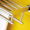 Premium Modern Double Hanging Quadruple Towel Bar Rack w/Square Base