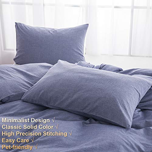 BFS HOME Washed Cotton Duvet Cover Queen, 3-Piece Duvet Cover Set