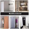 Punch-Free Stretchable Shower Curtain Rod,Stainless L Shaped
