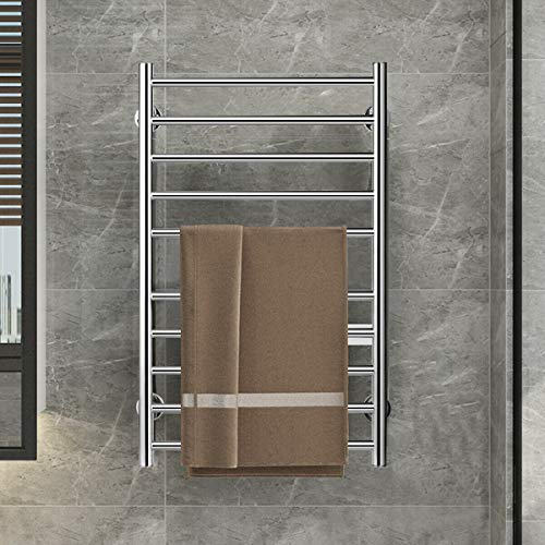 BestComfort Wall Mounted Heated Towel Warmer, 10 Bars Stainless Steel