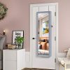 SONGMICS 6 LEDs Mirror Jewelry Cabinet Armoire, Lockable Wall Door
