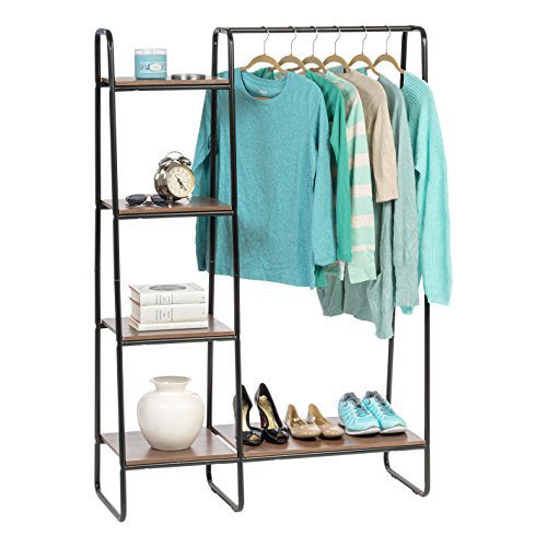 IRIS USA, Inc. PI-B3 IRIS Metal Garment Rack with Wood Shelves