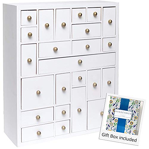 HYGGEHAUS White Desk Organizer with Drawers in Wood