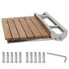 Homend 24.5" x 18.5" Wall Mounted Teak Wooden Stainless Steel Folding Shower