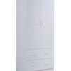Hodedah Two Door Wardrobe, with Two Drawers, and Hanging Rod