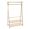 2-Tier Bamboo Clothing Garment Rack, Shoe Clothing Storage Organizer