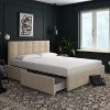 DHP Rose Storage, Upholstered Bed, Ivory Velvet, Queen